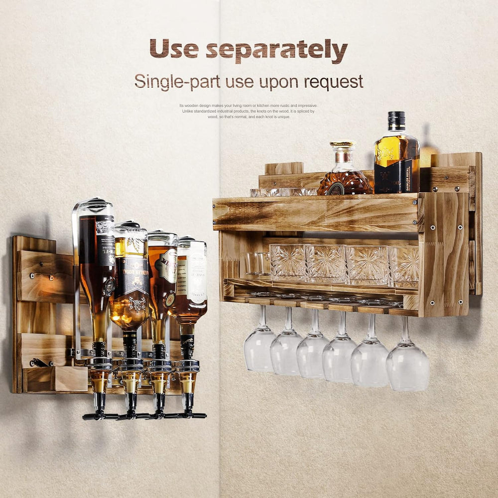 Homde Wine Rack Wall Mounted: Alcohol Shelf with 4-Bottle Liquor Dispenser
