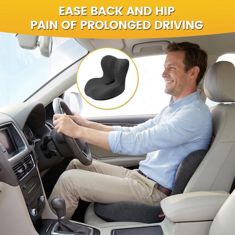 Urban Deco Memory Foam Ergonomic Seat Cushion with Lumbar Back Support