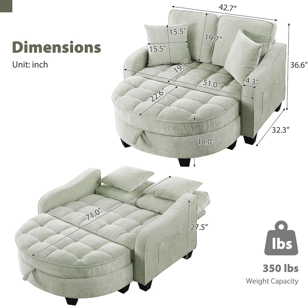 Round Chaise Lounge Chair with Storage Ottoman, Oversized Bubble Chair and a ...