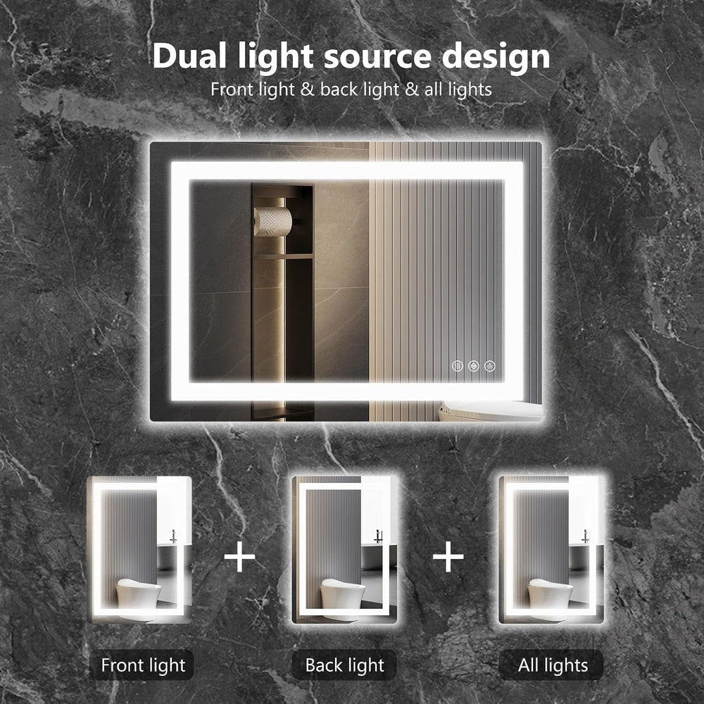 Sweetcrispy 24"x 32" Smart Anti-Fog LED Bathroom Mirror with Lights...
