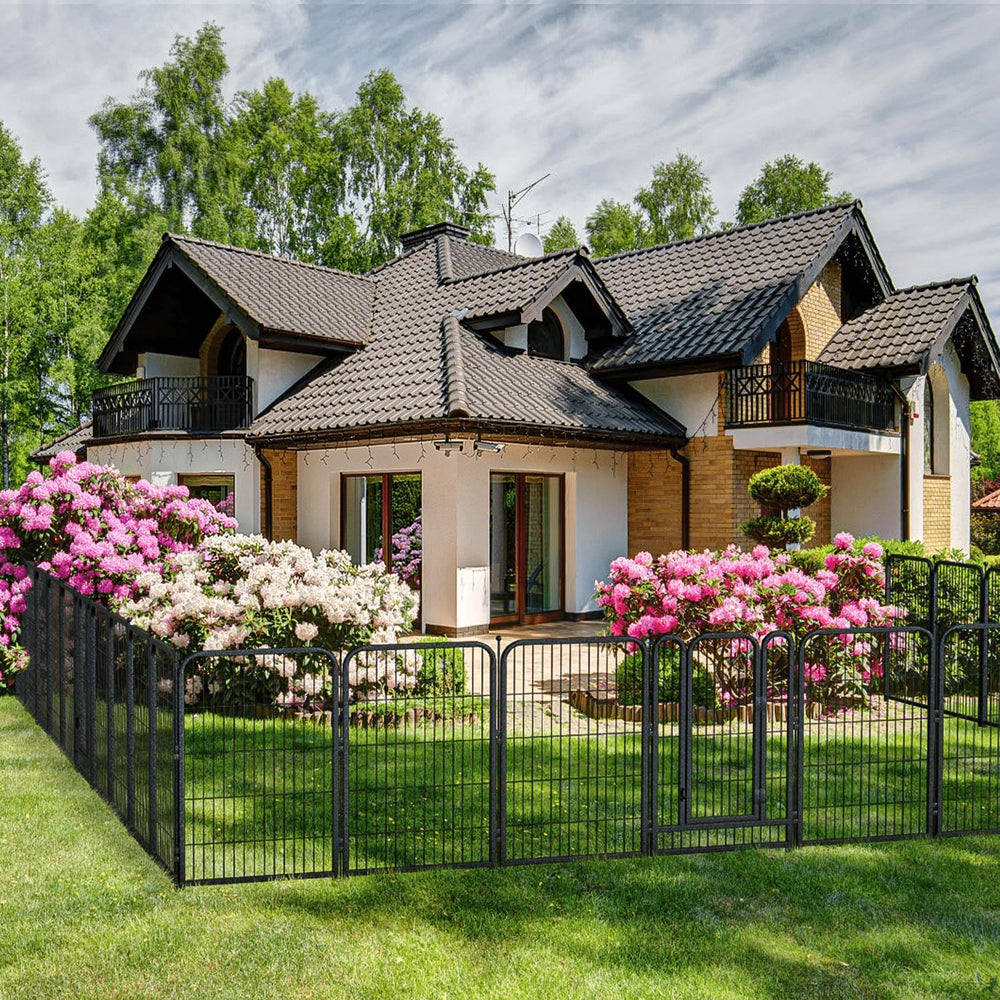 Decorative Garden Metal Fence 36ft (L)×40in (H) with 14 Panels 2 Gate Outdoor...