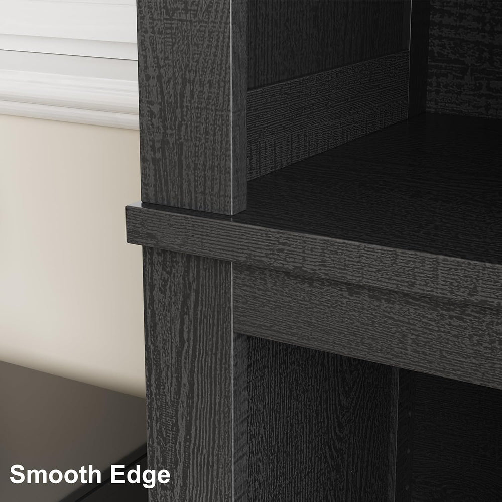 IDEALHOUSE 71" Tall Farmhouse Bookshelf with Adjustable Shelves(Black)