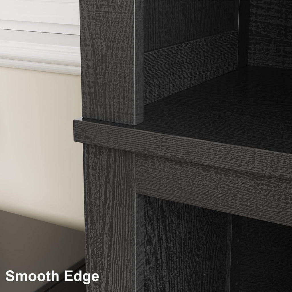 IDEALHOUSE 71" Tall Farmhouse Bookshelf with Adjustable Shelves(Black)