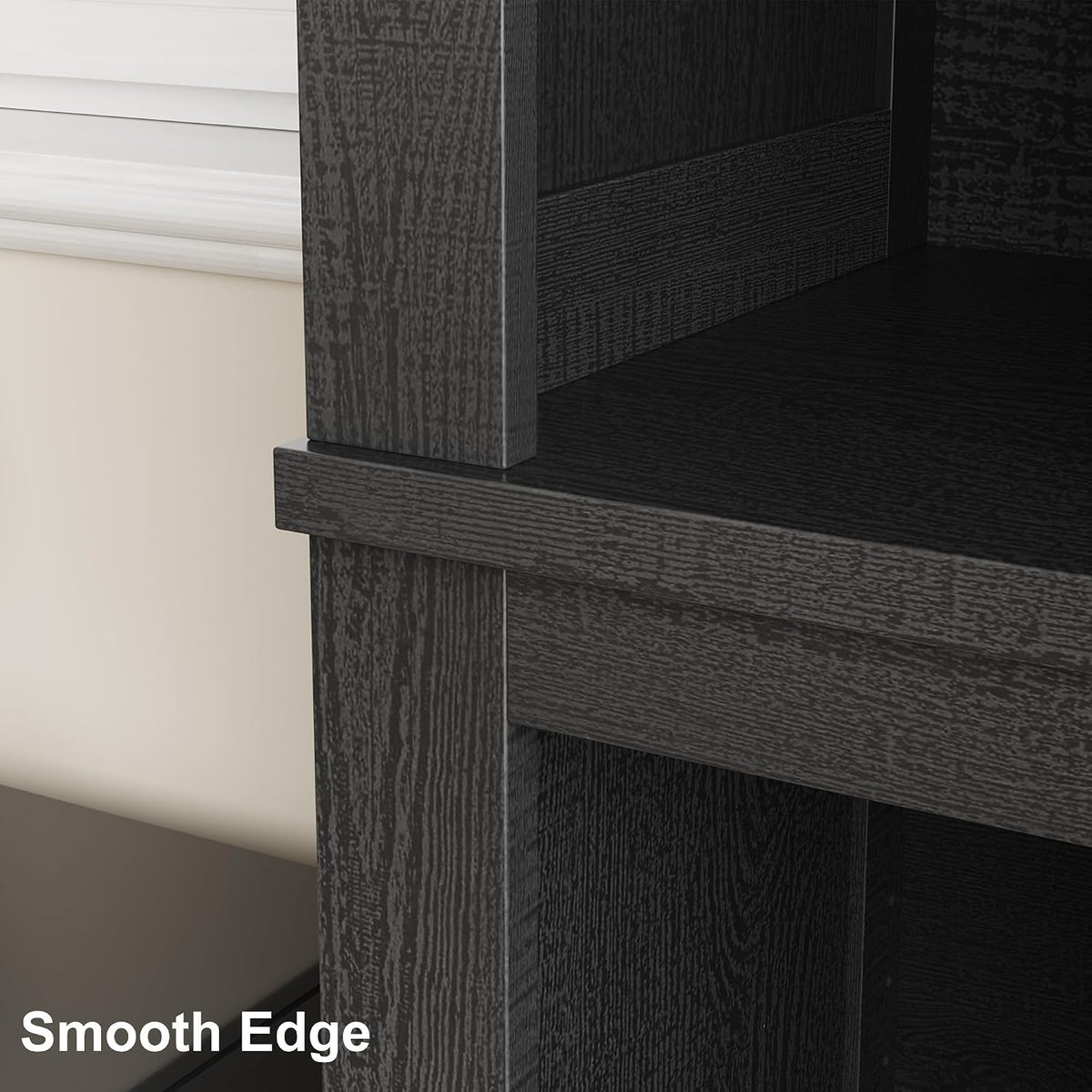 IDEALHOUSE 71" Tall Farmhouse Bookshelf with Adjustable Shelves(Black)