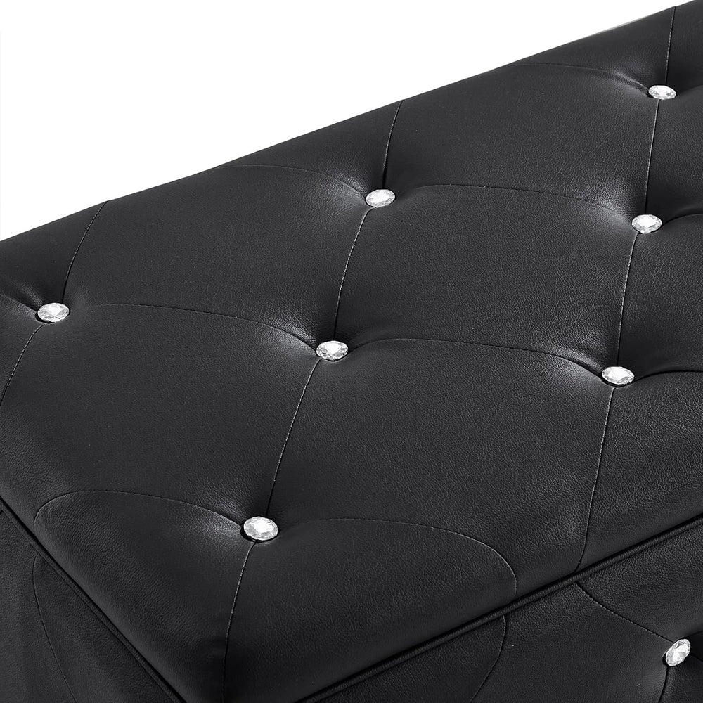DRM'SCUUM Faux Leather Large Storage Ottoman Bench Set Foot Rest Stools f...