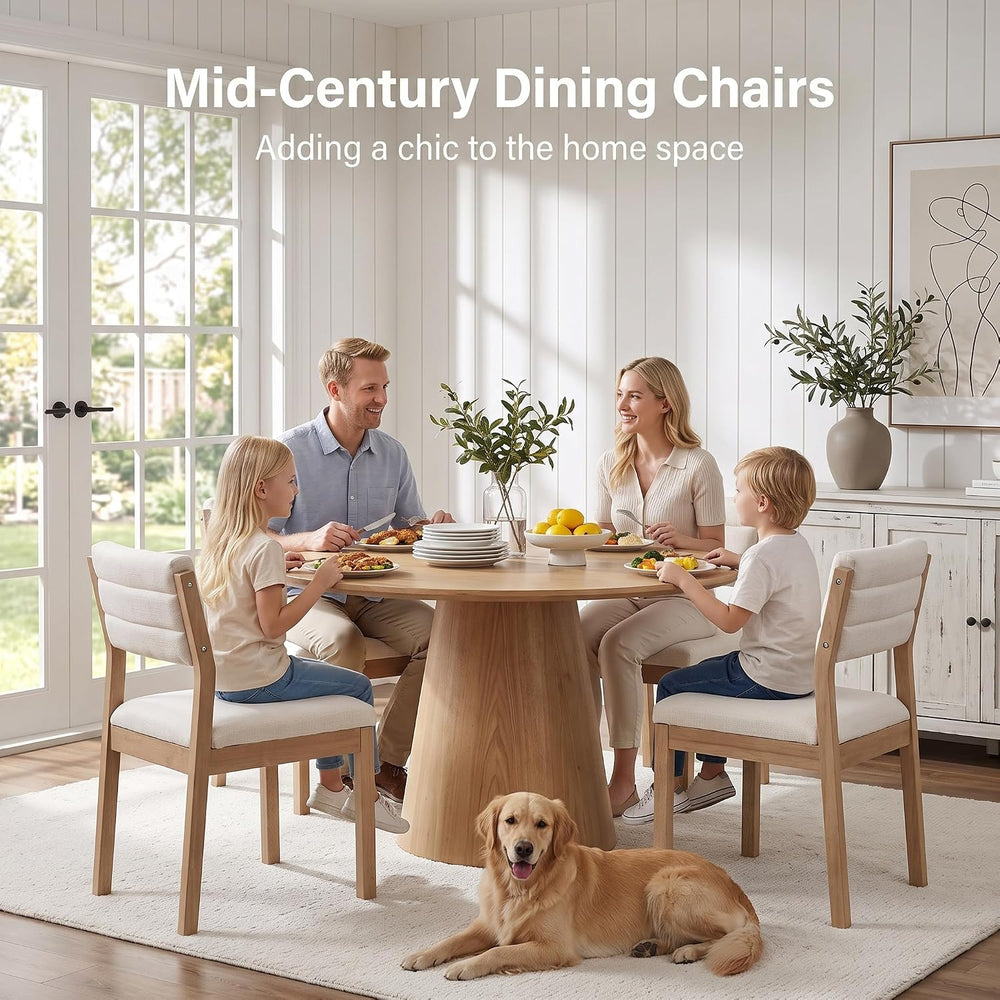 RIVOVA Linen Dining Chairs Set of 6, Comfortable Upholstered Kitchen Chairs w...