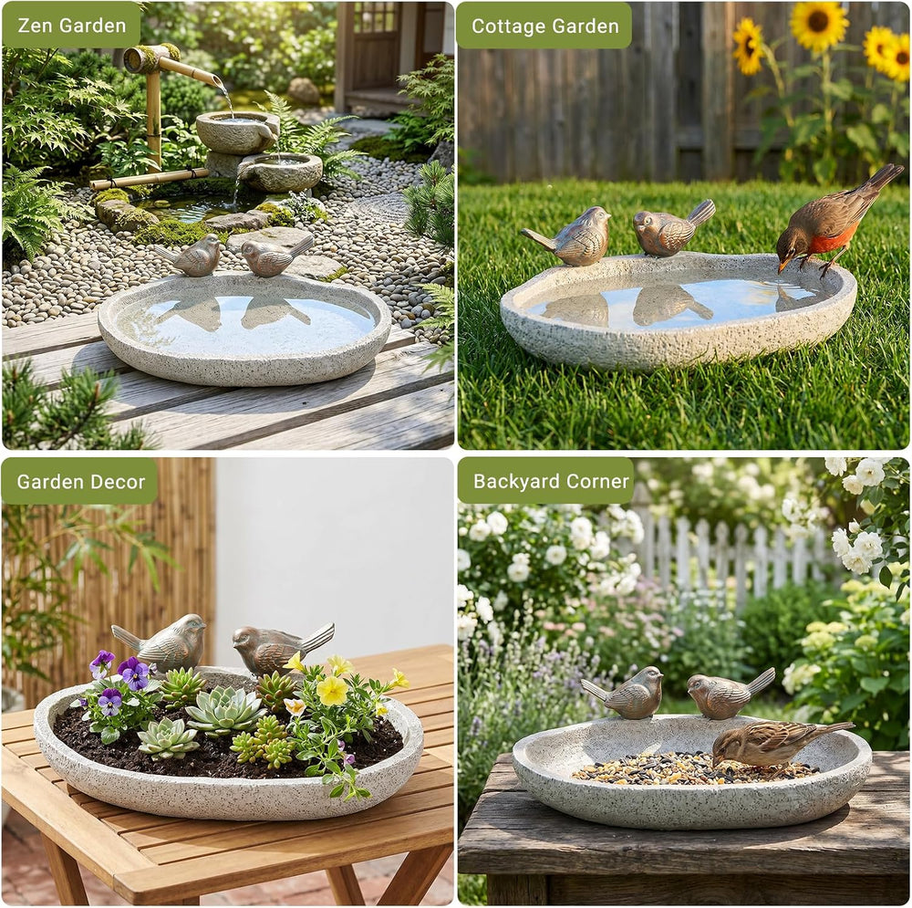 MUMTOP Bird Baths for Outdoor, Resin Garden Ground Birdbath Bowl Yard Decor