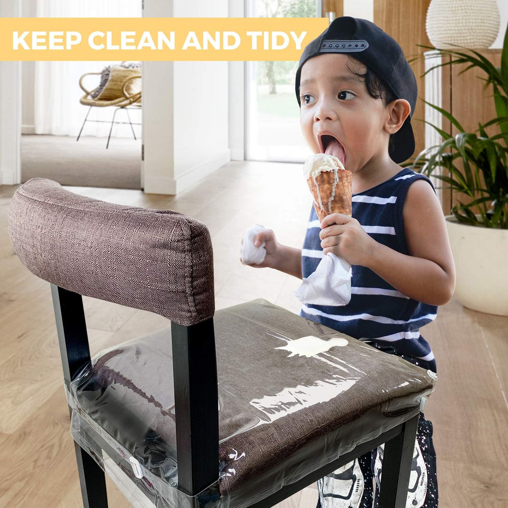 4 Pack Large Plastic Chair Covers for Dining Room, Clear Chair Seat Protector...