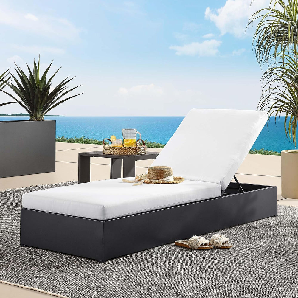 Modway Tahoe Aluminum Outdoor Chaise Lounge in Gray White with Weather-Resist...