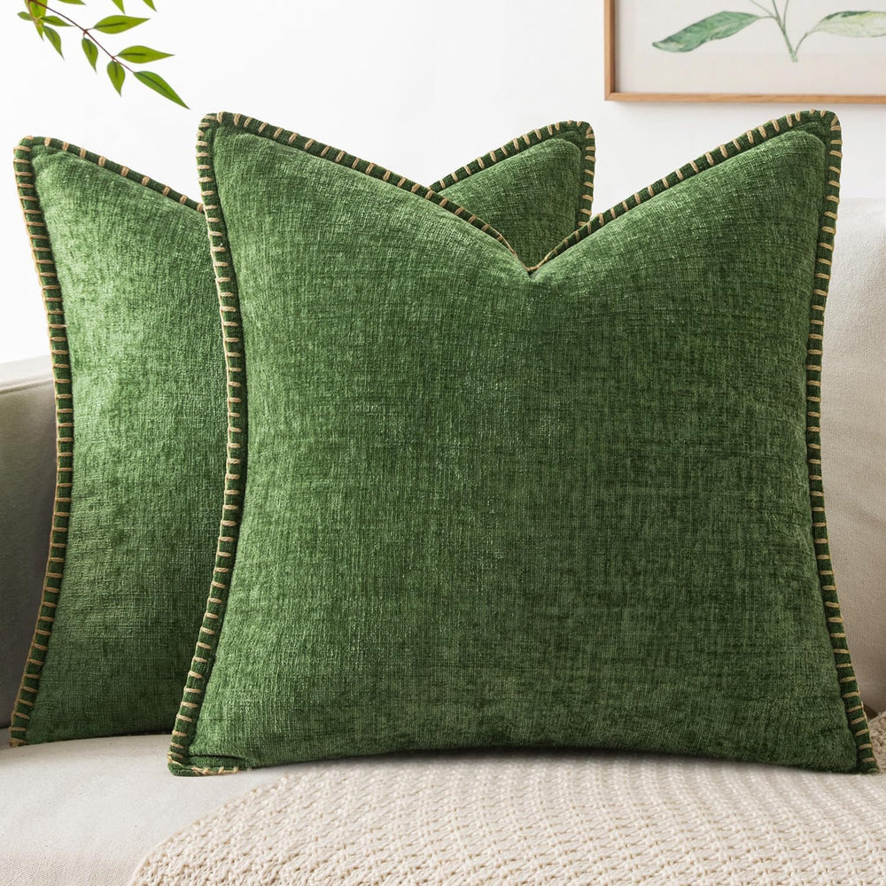 MIULEE Christmas Decorative Euro Sham Pillow Covers 24x24 Inch Forest Green