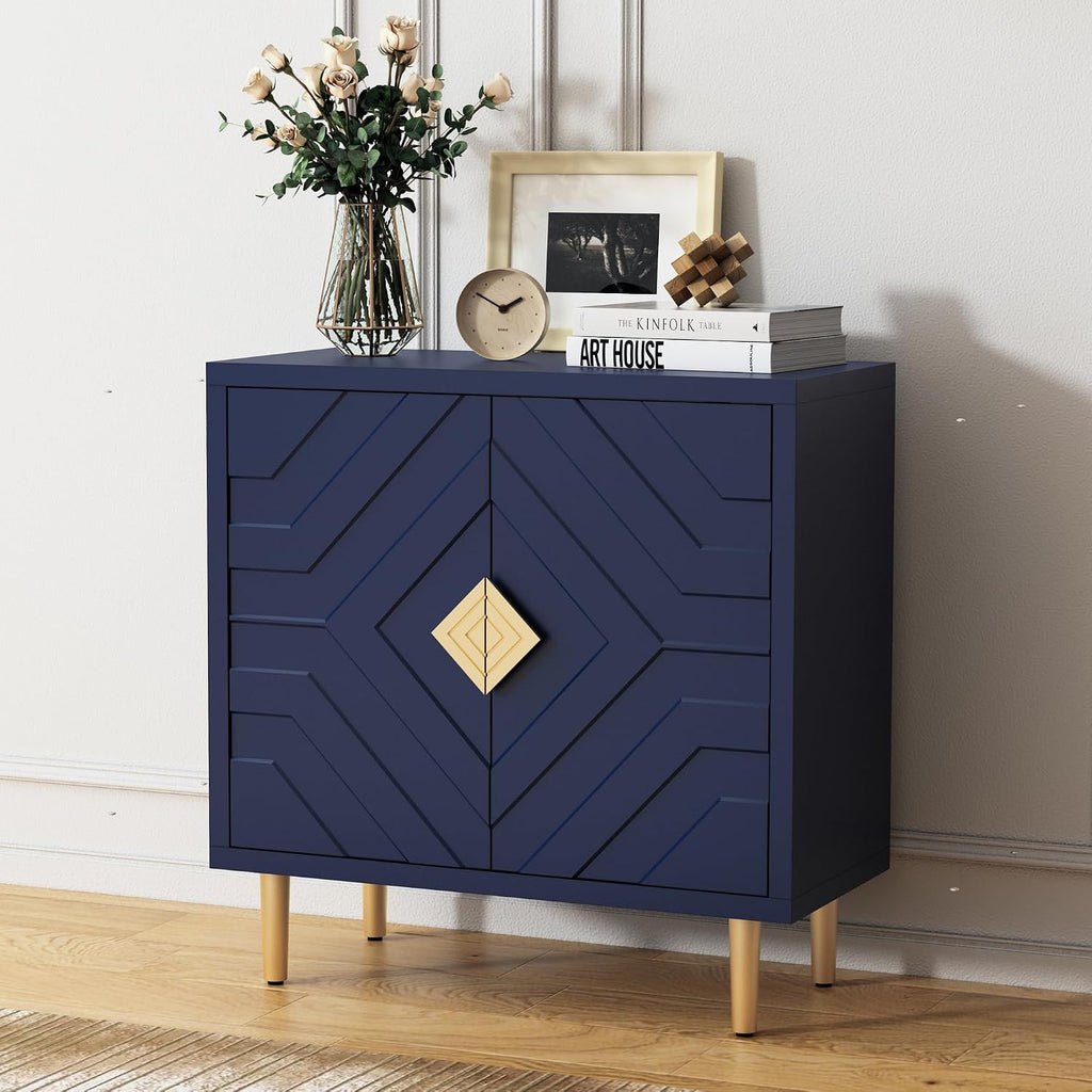 HLR 31.7'' Modern Sideboard Storage Cabinet with 2 Doors, Blue