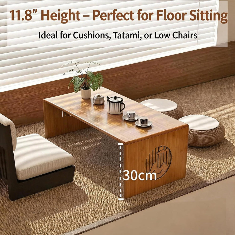 Folding Japanese Floor Table -31.5 inch Bamboo Coffee Table Small