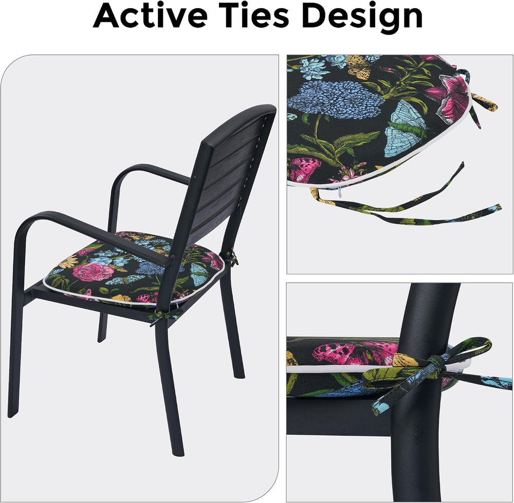 Indoor/Outdoor Chair Cushions 17"X16"X2" with Ties for Dining ...