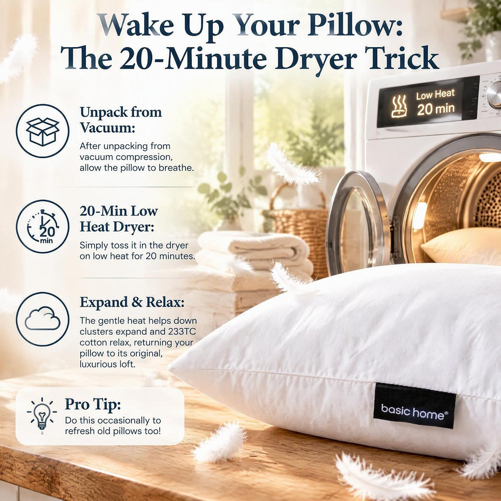 basic home® Hotel-Style 24x24 Goose Feather Down Euro Pillow Insert for Sofa ...
