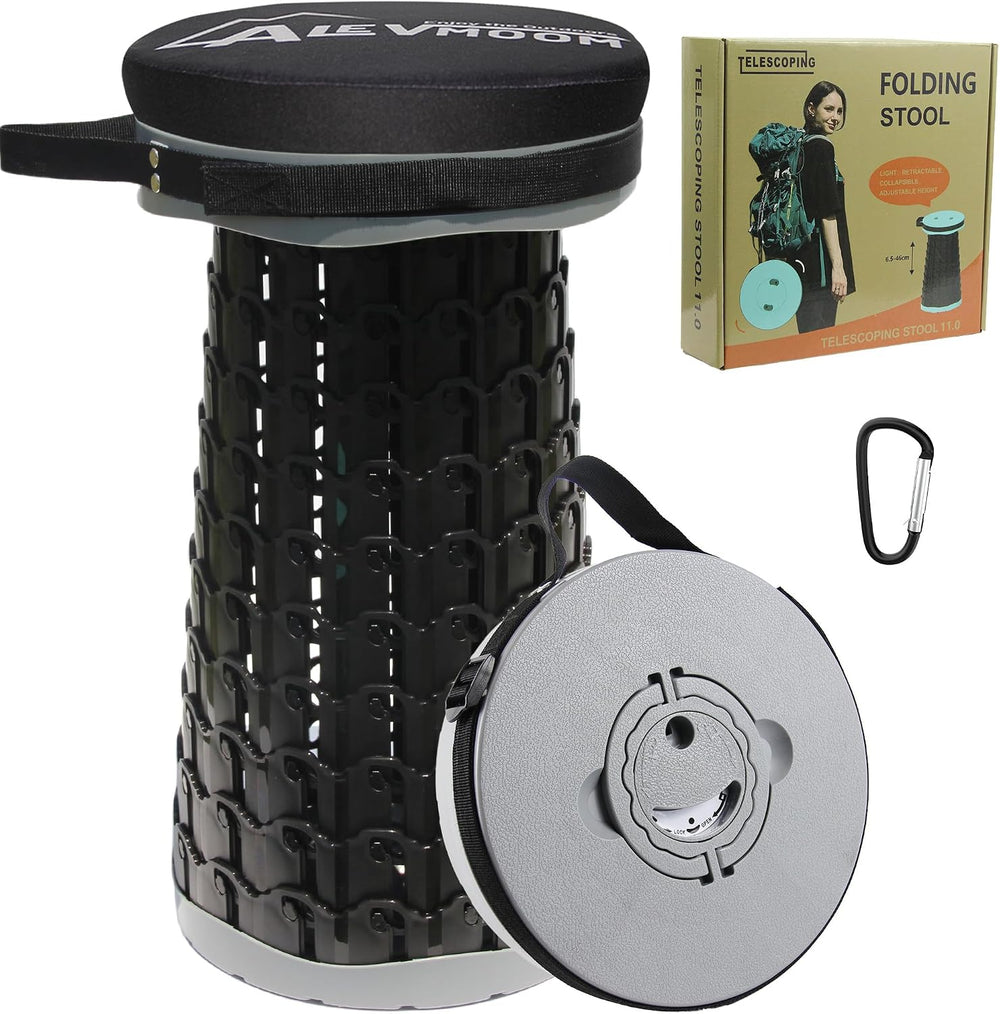 ALEVMOOM XXL 18.1" Telescoping Stool with Thick Cushion, Portable Telesc...