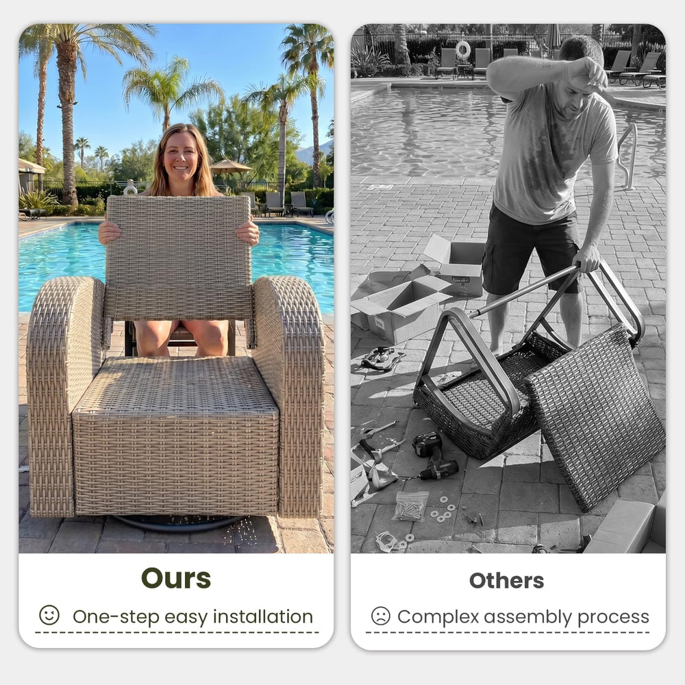 LayinSun Oversized Wicker Outdoor Swivel Glider Recliner with Adjustable Back...