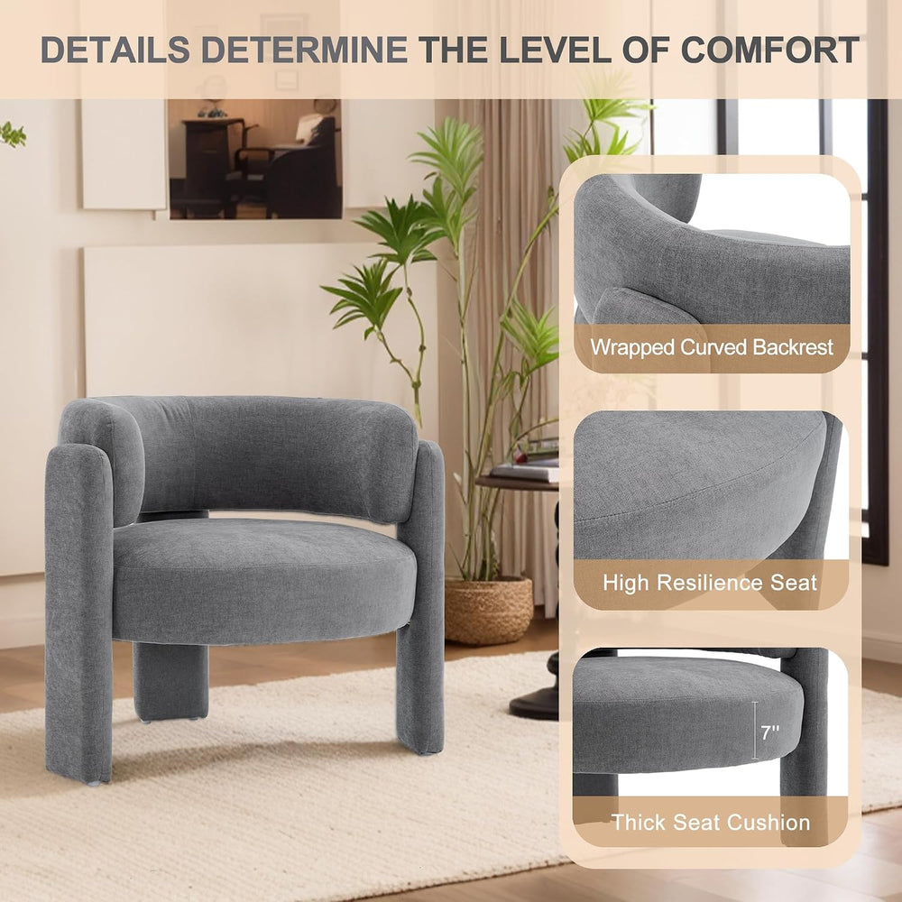 Modern Accent Barrel Chair,Mid Century Single Armchair with Curved Backrest U...