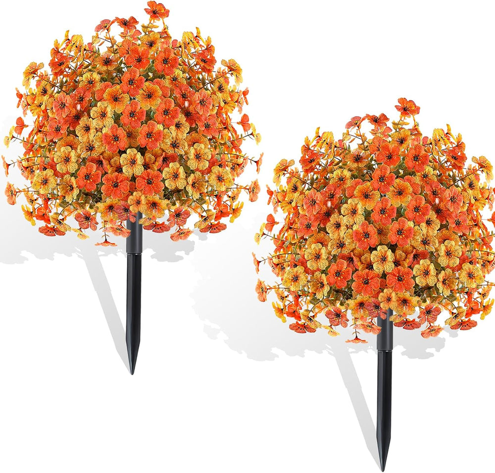 Agusbagli 2 PCS Fall Artificial Flower Ball Topiary 24" with Ground Spikes