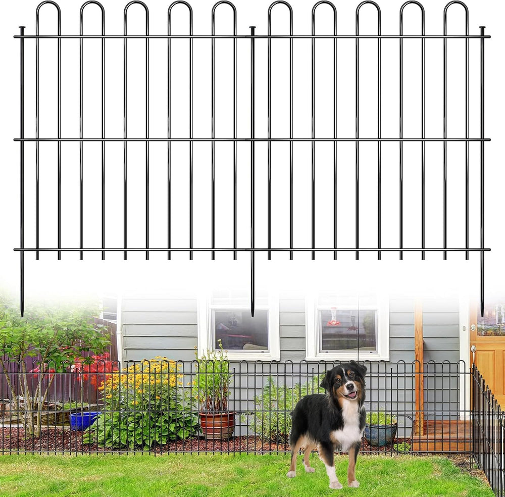 25 Panels Decorative Garden Fence, 50ft X 32in Rustproof Metal Animal Barrier...