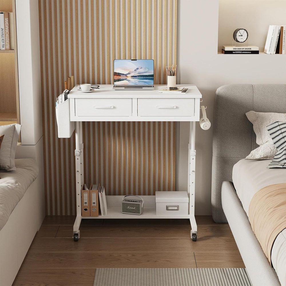 WINAZ Small Rolling Standing Desk with Drawers & Storage, 32 Inch Height ...
