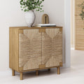 Nathan James Beacon Accent Buffet Sideboard Cabinet, Natural Light Wood Storage with Adjustable Interior Shelf and Seagrass Doors, for Hallway, Entryway or Dining Room, Light Brown