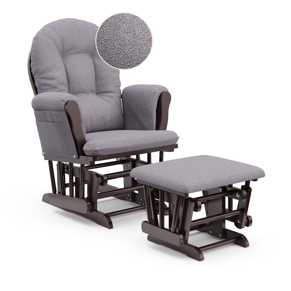 Storkcraft Premium Hoop Glider & Ottoman, Espresso/Gray Swirl