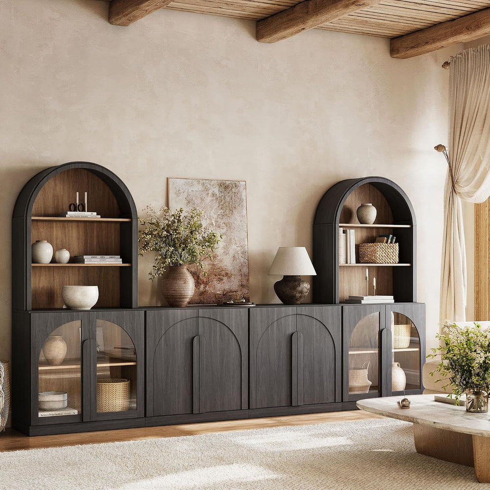 BELLEZE Bijou 126" Wall Unit 6-Piece Modular TV Stand - Ebony