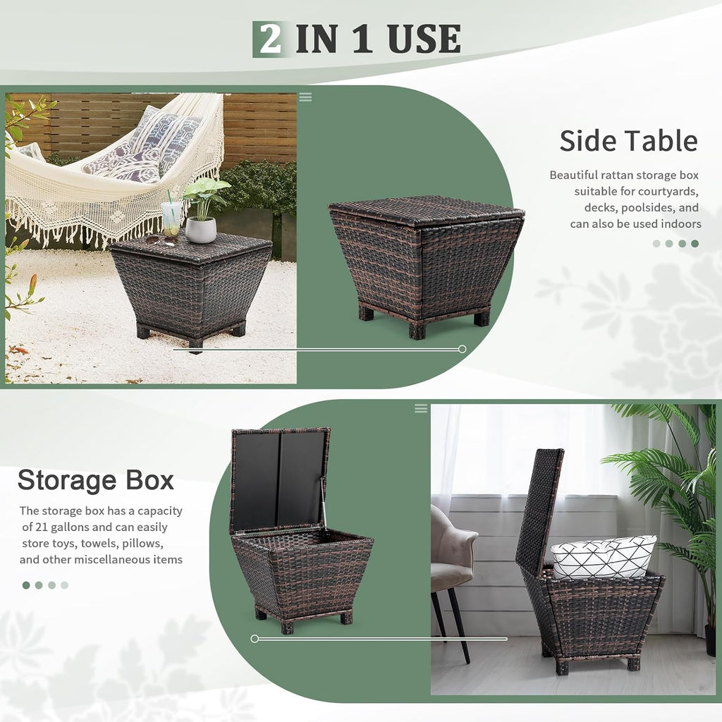 vingli outdoor side table with storage, 13-gallon patio, side view