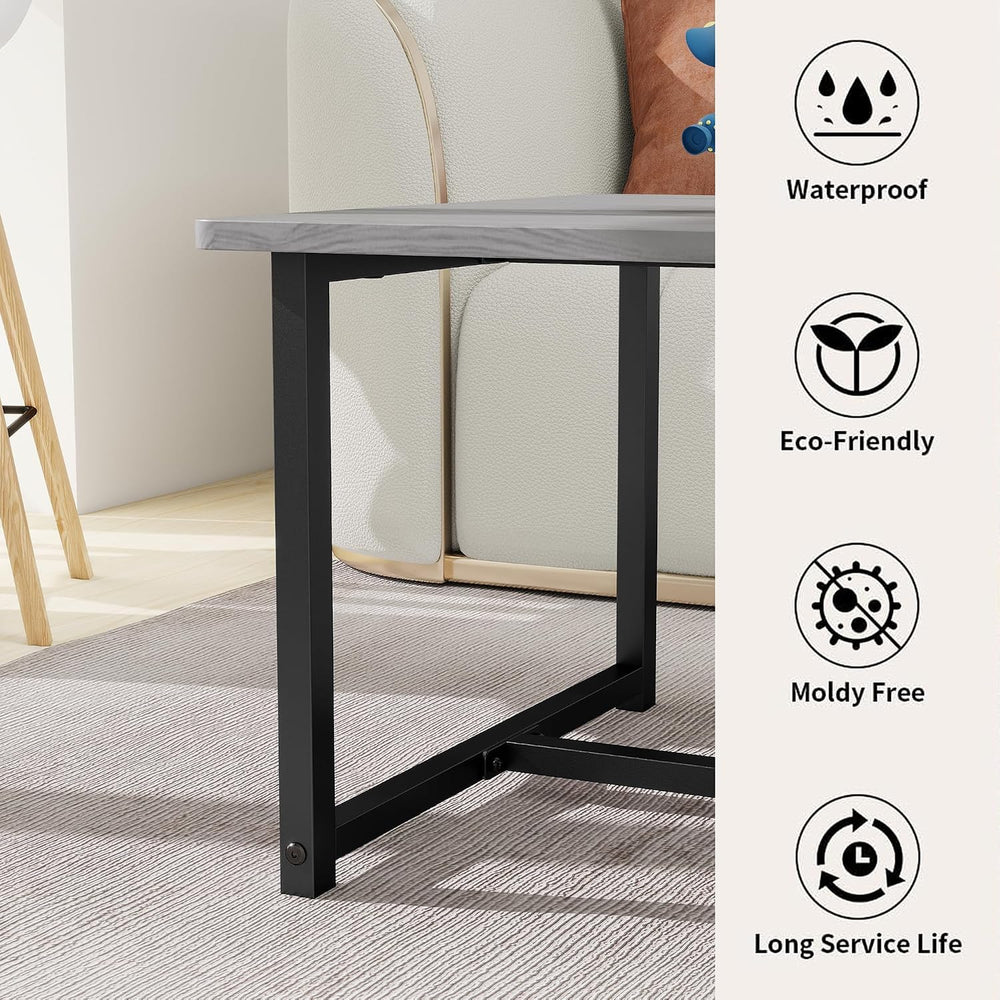 35.4" Rectangular Coffee Table for Living Room, Modern Industrial Style ...