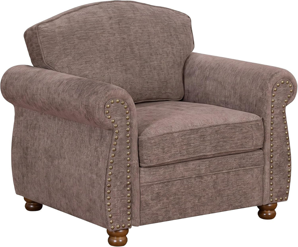 Traditional Oversized Accent Reading Chair, 41.3", Chenille, Brwon