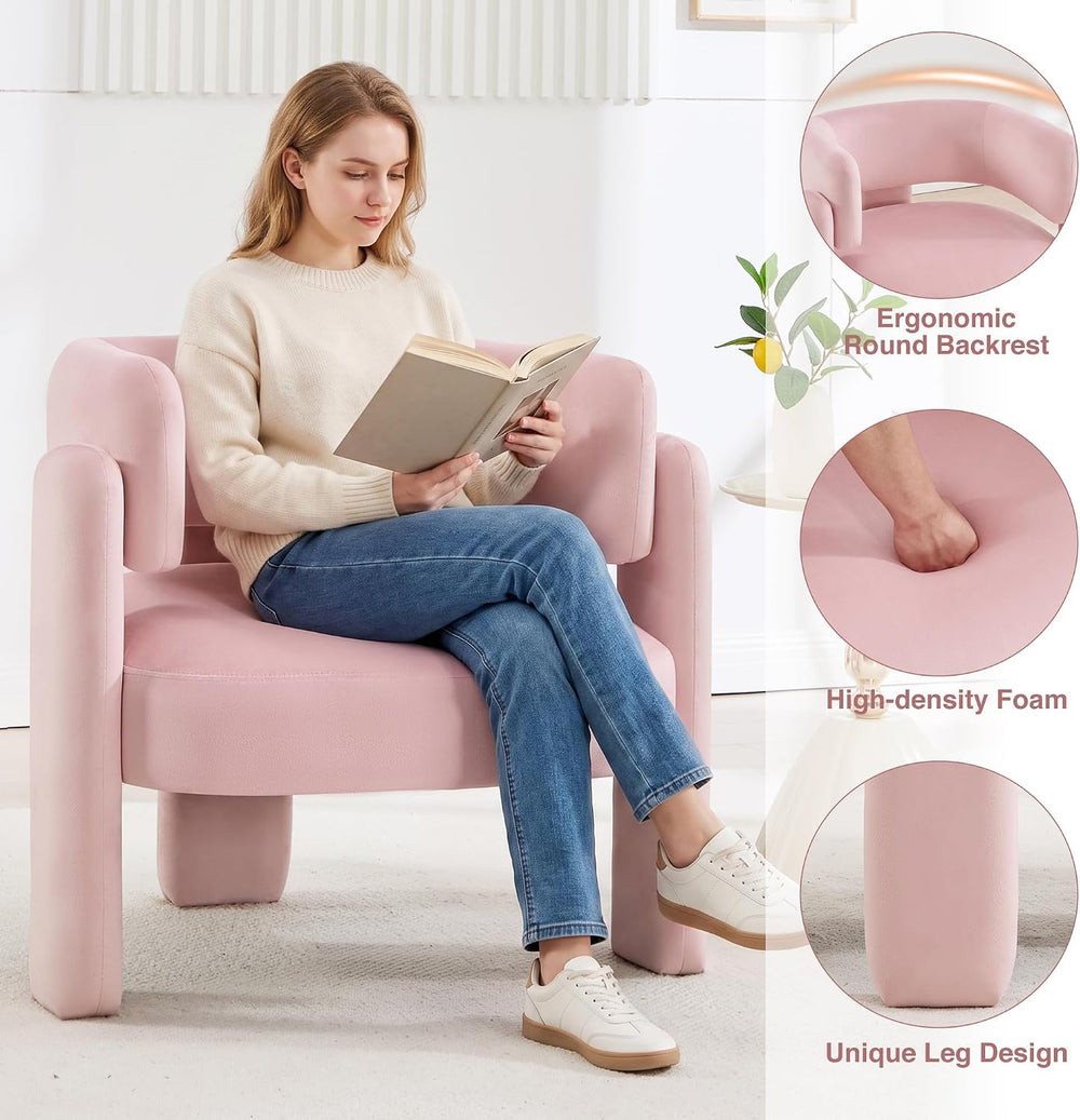 Accent Chair for Living Room, Modern Velvet Barrel Chair, Upholstered Living ...