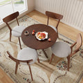 ERGOMASTER 5-Piece Dining Table Set for 4, 36" Kitchen Round Table with 4 Chairs, Rubber Wood Legs, Brown