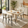 Modern Dining Table Set for 4, 46" Pedestal Kitchen Set Natural