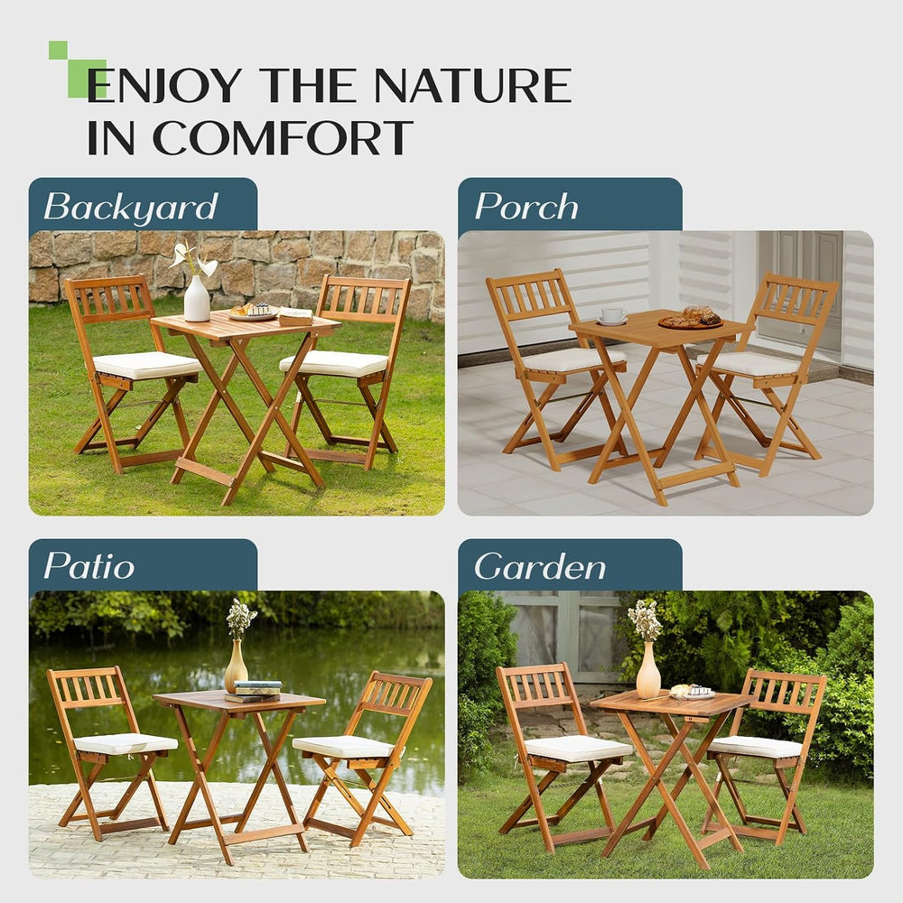IDZO Heavy Duty 400lbs Capacity Patio Bistro Sets, 3 Piece Outdoor Folding Ch...