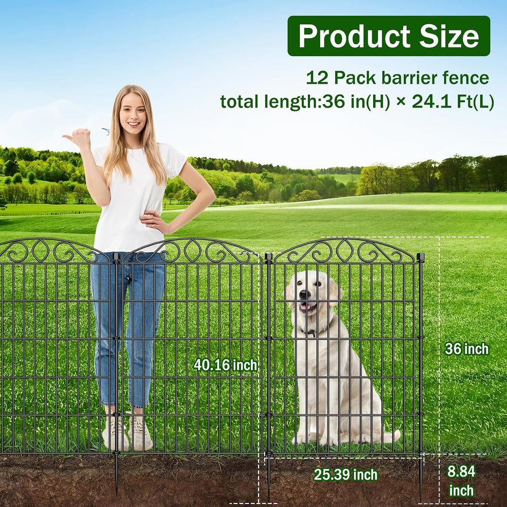 12 Panel No Dig Decorative Garden Fence with Gate 36" H x 24.1'L for...