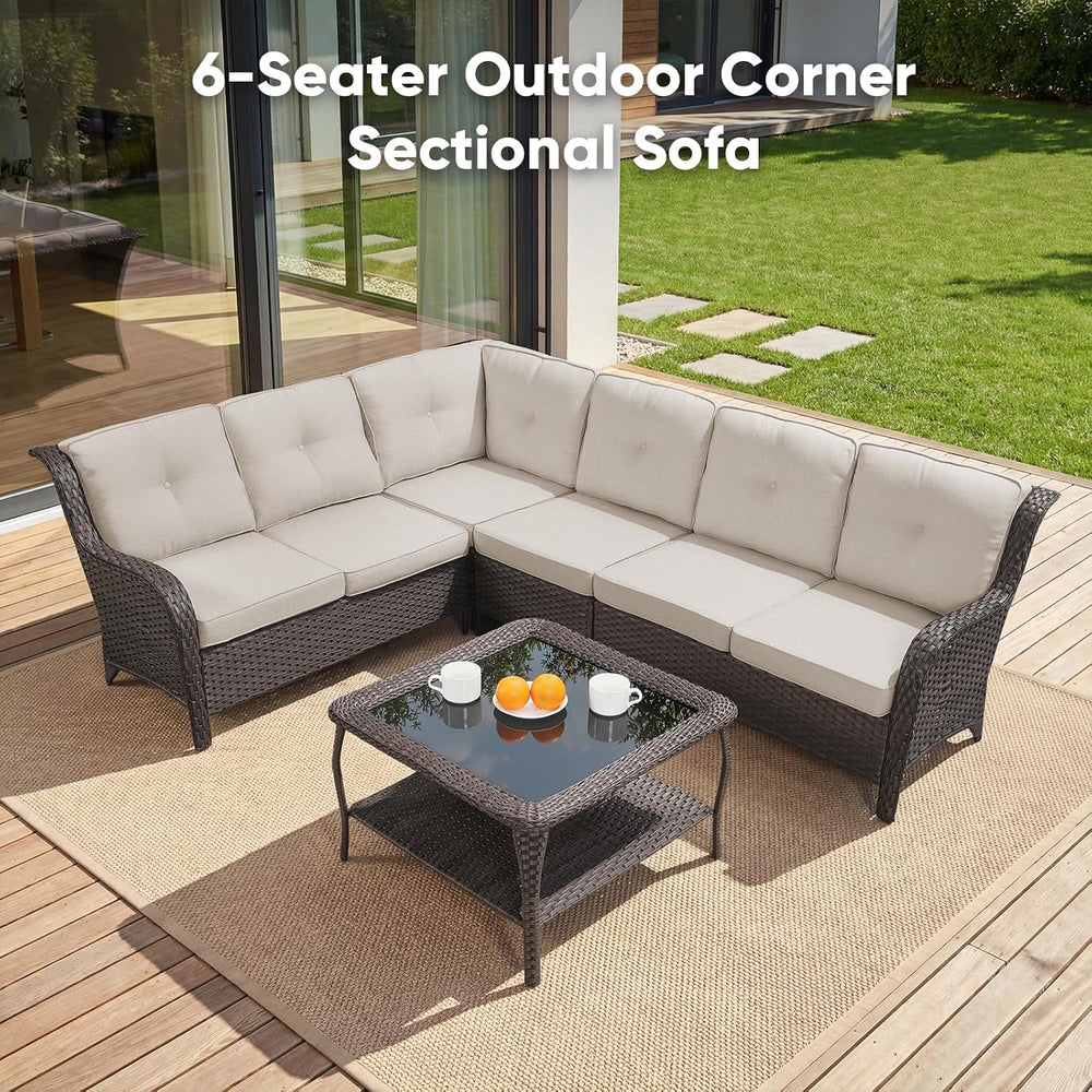Belord 8 Piece Wicker Patio Furniture Set, Outdoor Swivel Rocker Chairs Set o...