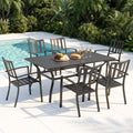 MFSTUDIO 7 PCS Patio Dining Set, 60" Rectangular Table&Metal Chairs