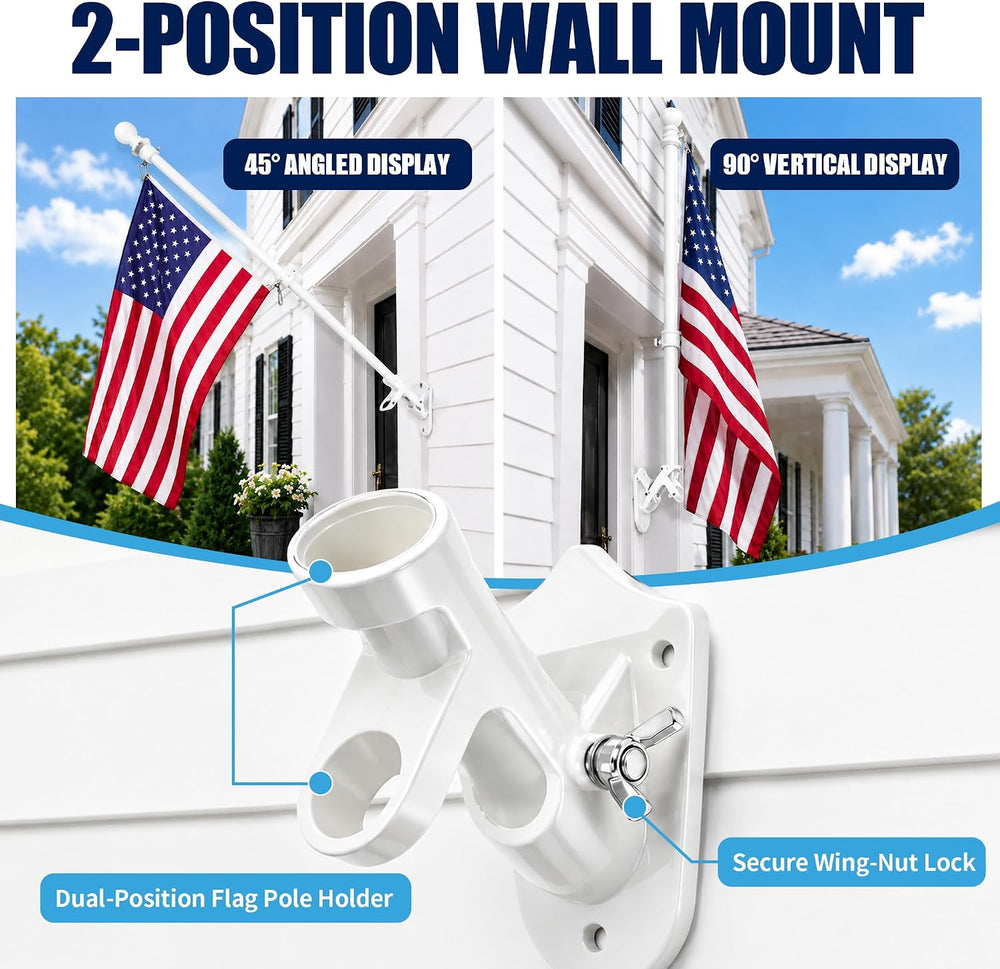 6FT White Flag Pole for Outside House, Flag Not Included