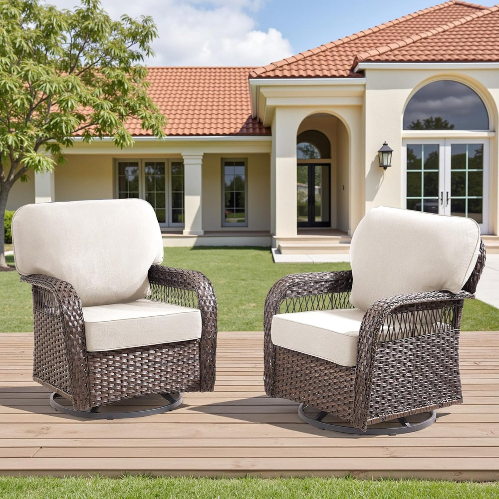 Wicker Swivel Rocker Patio Chairs, Patio Wicker Chairs Swivel Rocker Set of 2...