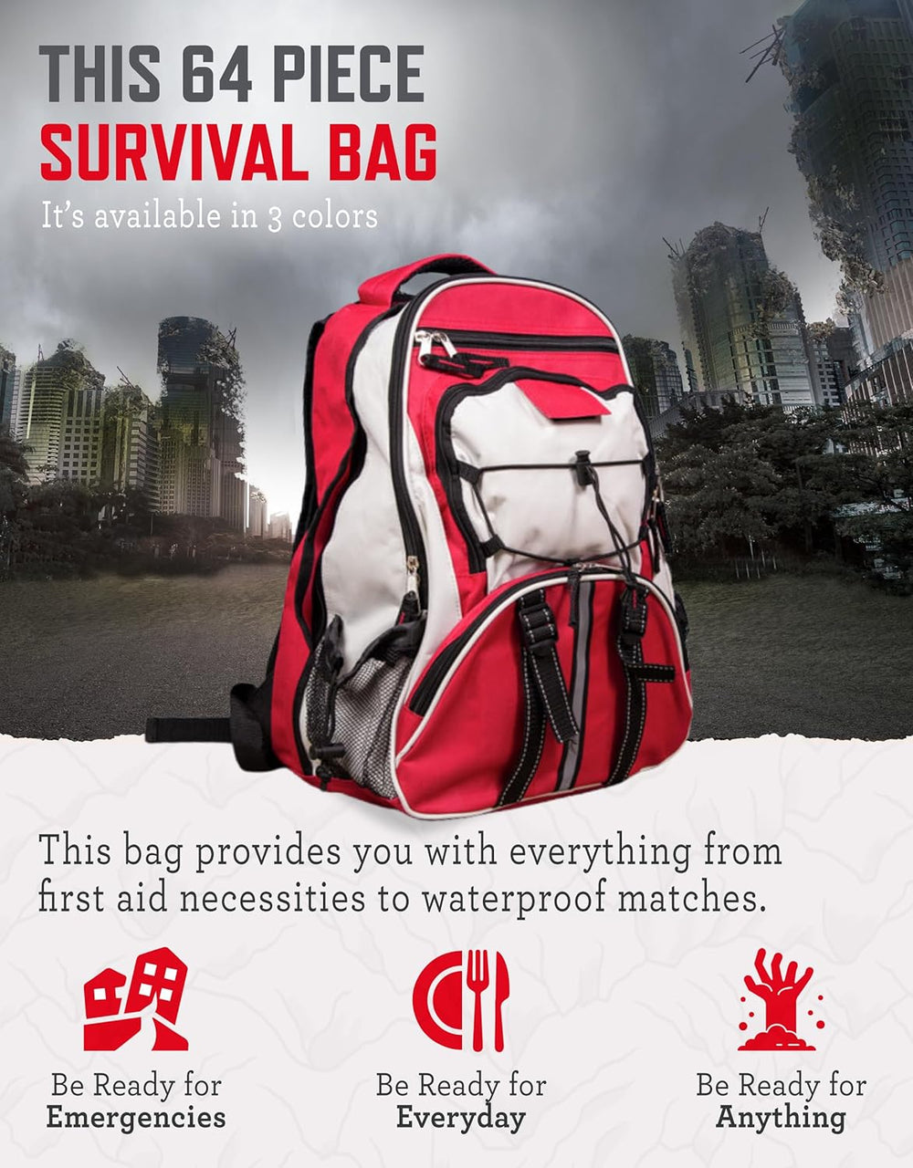 READYWISE Emergency Survival Gear Tactical Backpack, 64 Piece