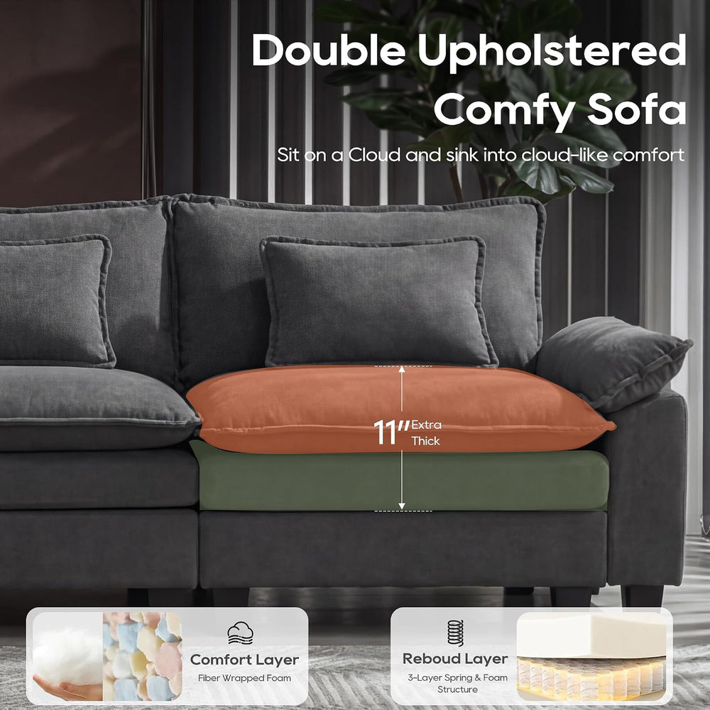 URRED Oversized Modular Sectional Sofa，Dark Gray：122" U Shaped