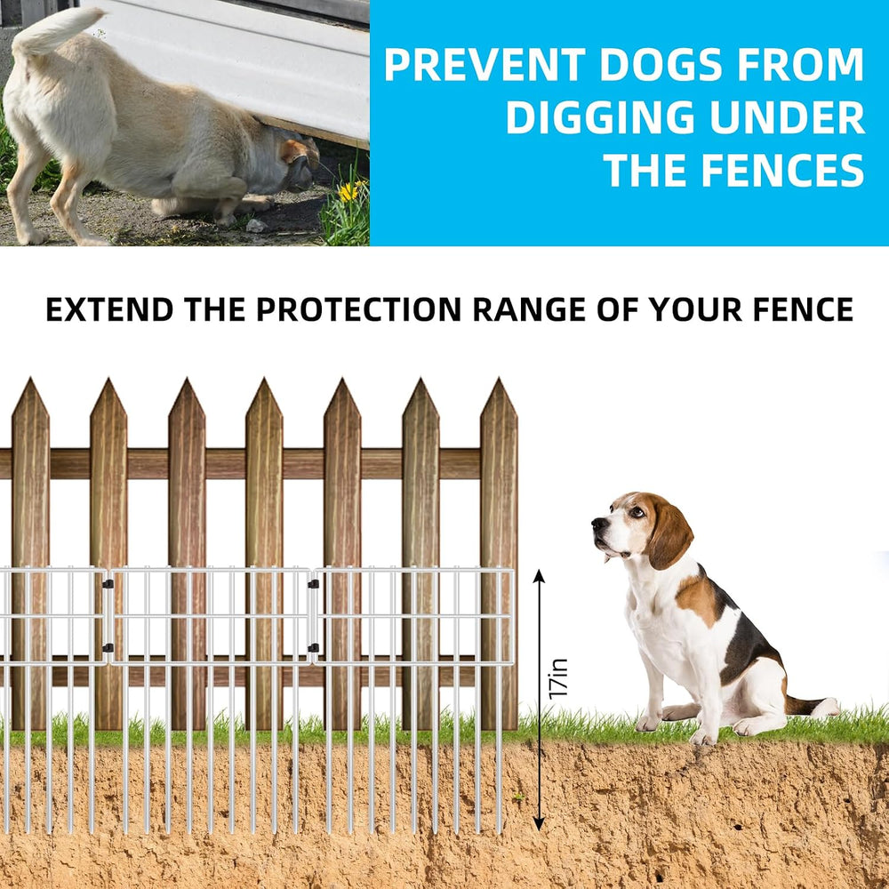 25 Panels Garden Fencing Animal Barrier, 17in (H) X 27ft (L) Dog Dig Fence Ba...