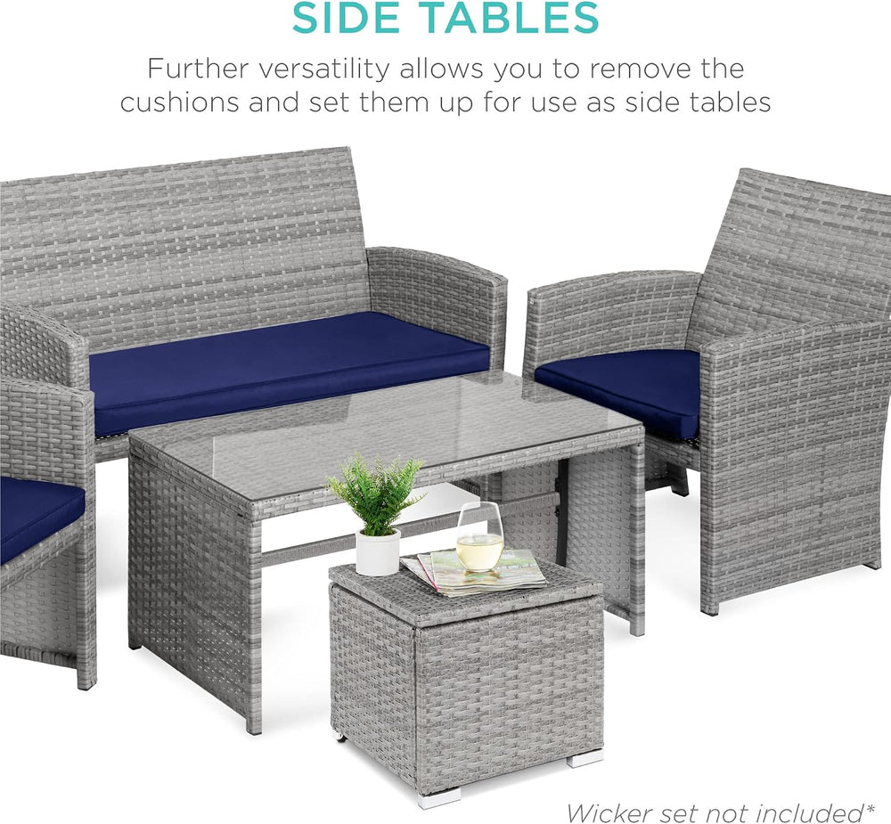 Best Choice Products Set of 2 Wicker Ottomans, Multipurpose Outdoor Furniture...
