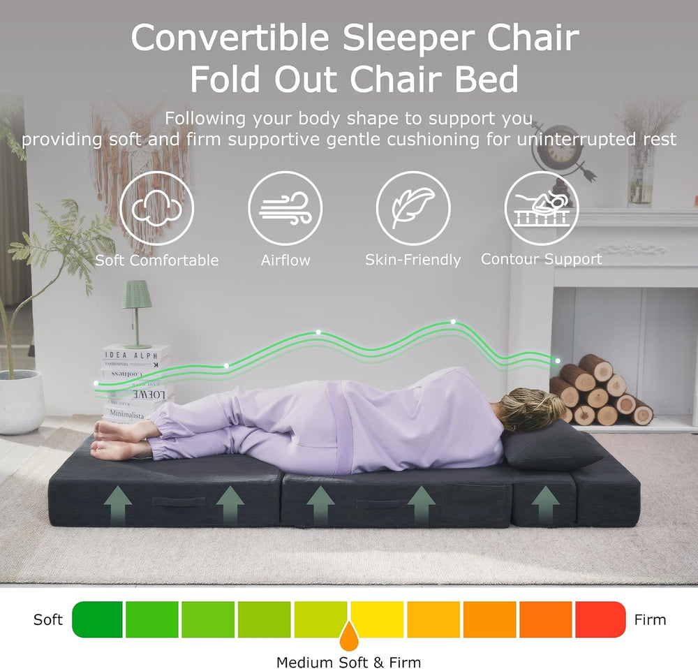 Folding Sofa Bed, Convertible Sleeper Chair Bed, Floor Sofa with Bag