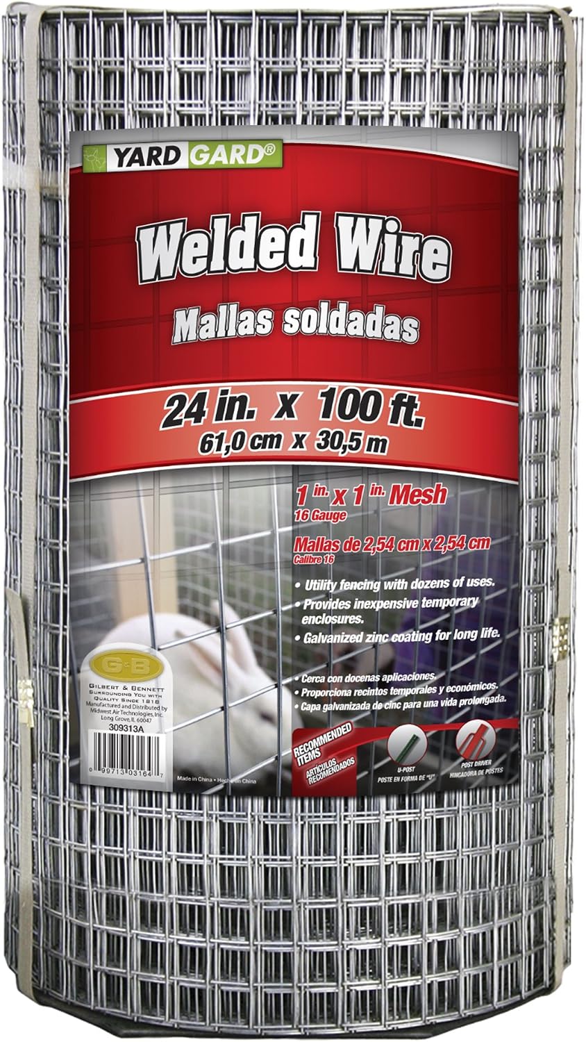 YARDGARD – 1 in. x 1 in. Mesh Welded Wire Fence – 24 in. x 100 ft. 16‑Gauge G...