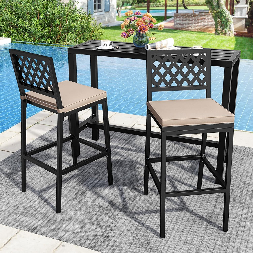 COSTWAY 3 Piece 55" Outdoor Bar Table and Chairs Set