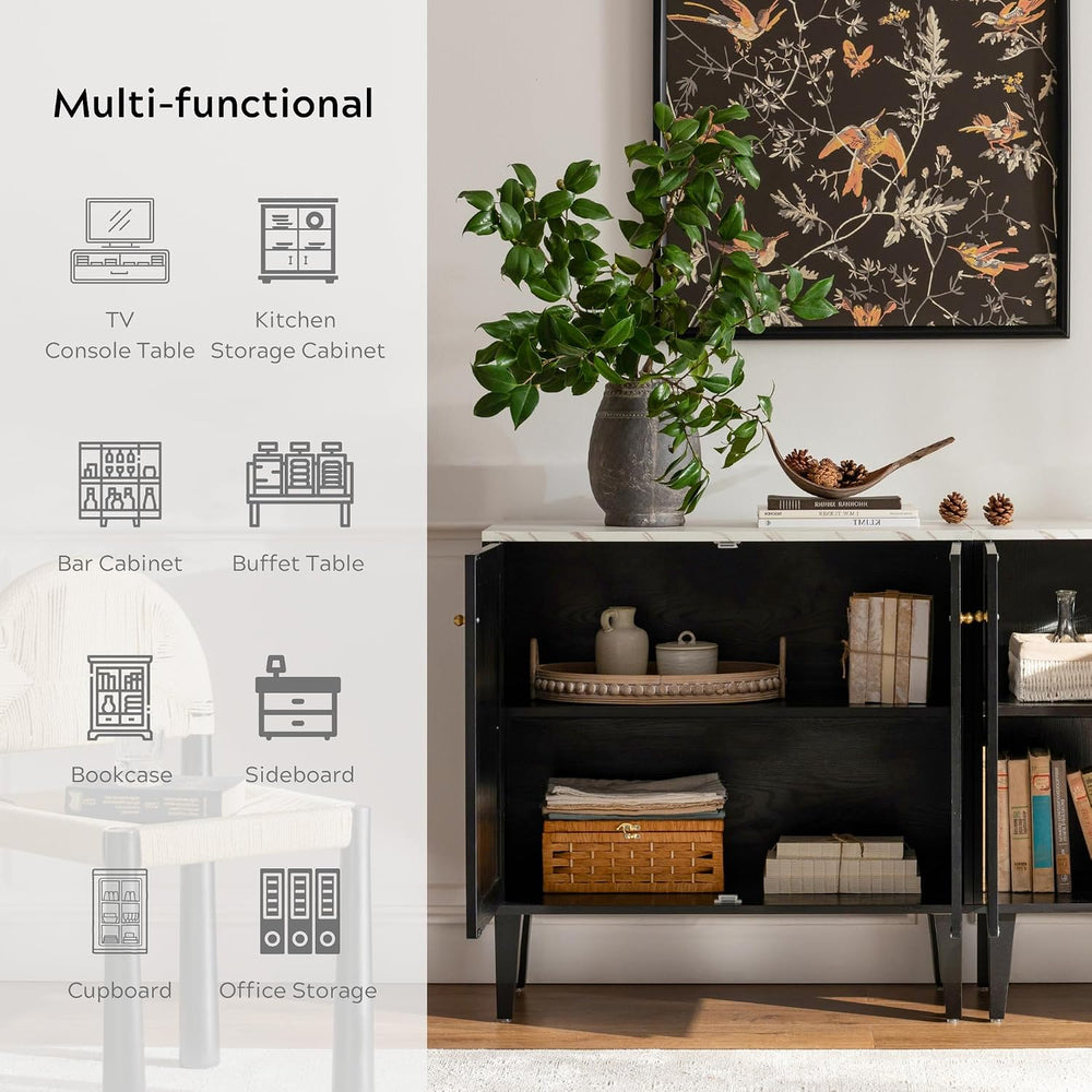 EYYTHUNG Black Accent Cabinet Set of 2, Modern Storage Sideboard Buffet with ...