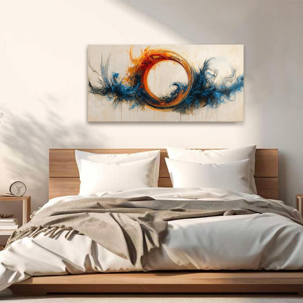Abstract Wall Art Decor 20"x40" Circle Vortex Red Blue Wall Art For...