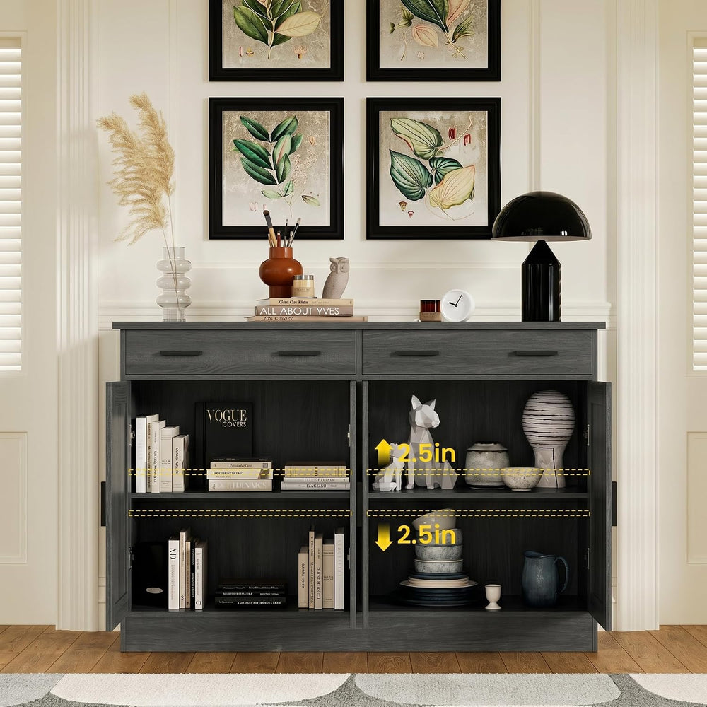 Anystyle 53" Dark Grey Buffet Cabinet with Storage, Kitchen Sideboard Bu...