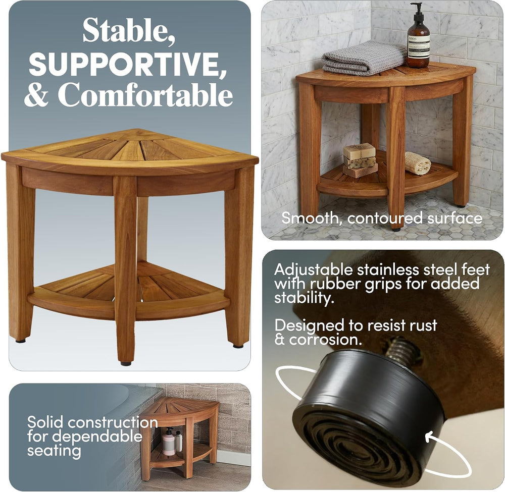 AquaTeak Kai Corner 15.5" Teak Shower Bench